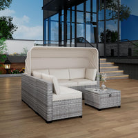 Garvee 6 Piece Set of Outdoor Daybeds, Daybed with Retractable Canopy