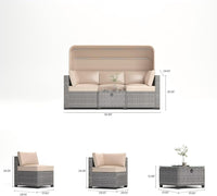 Garvee 6 Piece Set of Outdoor Daybeds, Daybed with Retractable Canopy