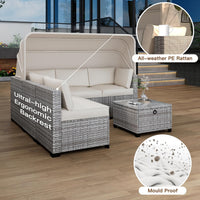 Garvee 6 Piece Set of Outdoor Daybeds, Daybed with Retractable Canopy