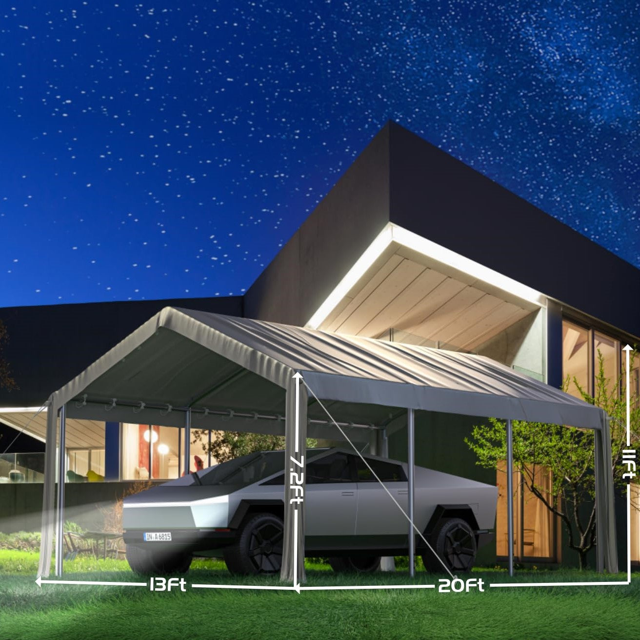 Garvee Heavy Duty 13x20 ft Carport with Reinforced Frame, UV-Resistant Waterproof PE, Large Space, Easy Setup, Portable Garage for Full-Size Pickup & Boats