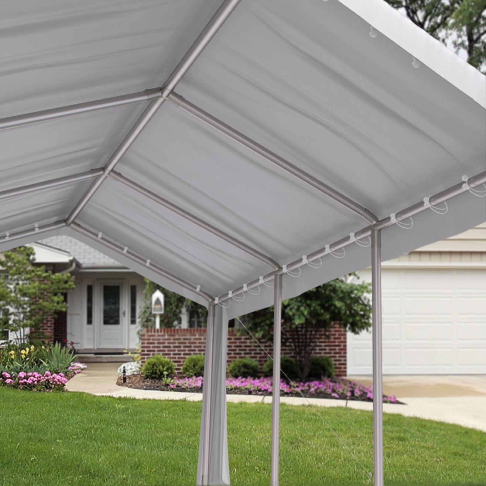 Garvee Heavy Duty 13x20 ft Carport with Reinforced Frame, UV-Resistant Waterproof PE, Large Space, Easy Setup, Portable Garage for Full-Size Pickup & Boats