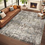 Garvee 8x10 Area Rugs, Boho Vintage Print Machine Washable Large Rugs for Living Room Bedroom, Soft Non-Slip Indoor Distressed Lightweight Low Pile Carpet Rug, Blue/Sand - Blue/Sand