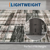 Garvee Modern Hallway Rugs 2x6 Washable Plaid Accent Carpet with Non-Slip Backing, Stain-Resistant Low Pile Indoor Mat, Farmhouse Floor Cover for Laundry, Bedroom, Green Brown