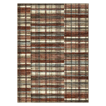 Garvee 10x13 Large Washable Area Rug Dark Red for Living Room Bedroom Office, Low Pile Faux Wool, Modern Plaid Design, Stain Resistant
