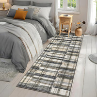Garvee Modern Hallway Rugs 2x6 Washable Plaid Accent Carpet with Non-Slip Backing, Stain-Resistant Low Pile Indoor Mat, Farmhouse Floor Cover for Laundry, Bedroom