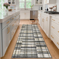 Garvee Modern Hallway Rugs 2x6 Washable Plaid Accent Carpet with Non-Slip Backing, Stain-Resistant Low Pile Indoor Mat, Farmhouse Floor Cover for Laundry, Bedroom