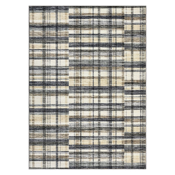 Garvee 5x7 Washable Rugs Distressed Modern Plaid Rug for Bedroom Living Room Office Grey Blue Beige Non Slip Stain Resistant