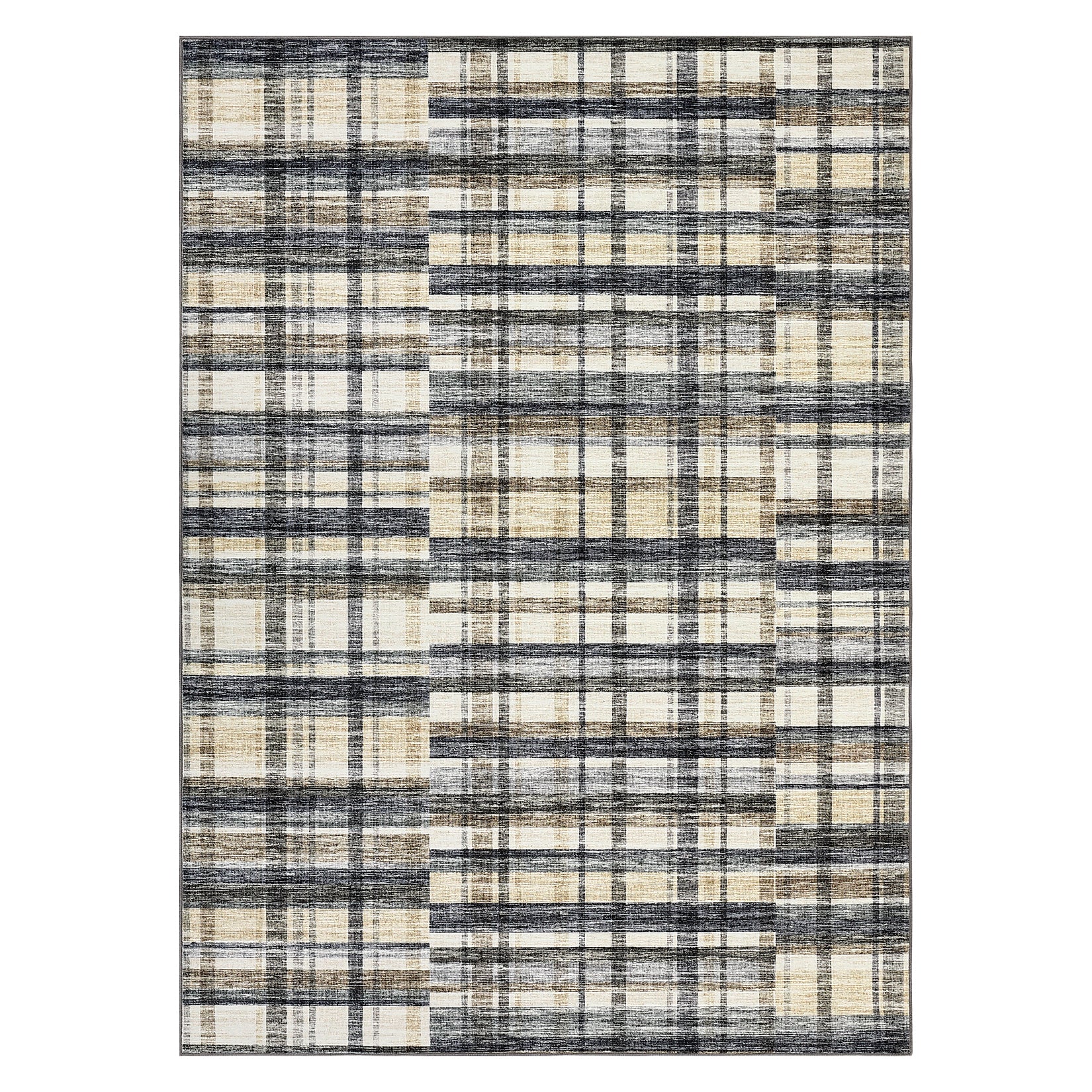 Garvee 8x10 Washable Area Rugs Modern Distressed Plaid Rug for Bedroom Living Room Office