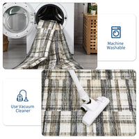 Garvee Modern Hallway Rugs 2x6 Washable Plaid Accent Carpet with Non-Slip Backing, Stain-Resistant Low Pile Indoor Mat, Farmhouse Floor Cover for Laundry, Bedroom