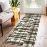 Garvee Modern Hallway Rugs 2x6 Washable Plaid Accent Carpet with Non-Slip Backing, Stain-Resistant Low Pile Indoor Mat, Farmhouse Floor Cover for Laundry, Bedroom - Beige & Camel Multi
