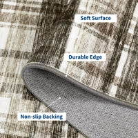 Garvee Modern Hallway Rugs 2x6 Washable Plaid Accent Carpet with Non-Slip Backing, Stain-Resistant Low Pile Indoor Mat, Farmhouse Floor Cover for Laundry, Bedroom