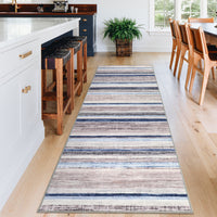 Garvee Washable Runner Rug 2x6 Modern Strip Accent Carpet with Non-Slip Backing, Soft Low Pile Floor Cover, Stain-Resistant Contemporary Area Rug for Kitchen, Bedroom, Laundry, Blue Camel