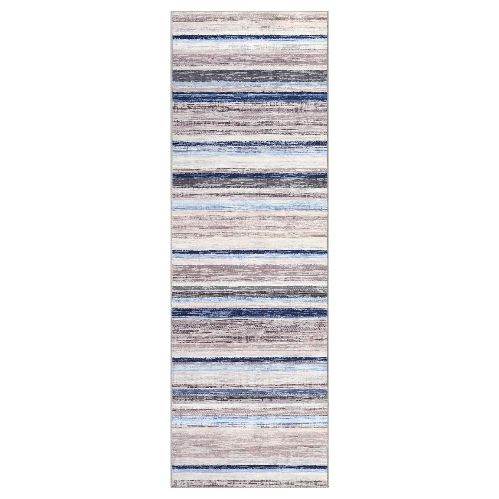Garvee Washable Runner Rug 2x6 Modern Strip Accent Carpet with Non-Slip Backing, Soft Low Pile Floor Cover, Stain-Resistant Contemporary Area Rug for Kitchen, Bedroom, Laundry, Blue Camel