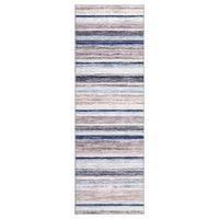 Garvee Washable Runner Rug 2x6 Modern Strip Accent Carpet with Non-Slip Backing, Soft Low Pile Floor Cover, Stain-Resistant Contemporary Area Rug for Kitchen, Bedroom, Laundry, Blue Camel
