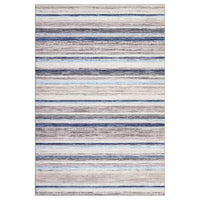 Garvee Large Living Room Rug 10x13 Washable Modern Strip Area Rug with Non-Slip Backing, Stain-Resistant Contemporary Floor Cover, Soft Low Pile Accent Carpet for Bedroom, Blue Camel