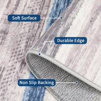 Garvee Washable Area Rug 5x7 Modern Strip Throw Rug with Non-Slip Backing, Stain-Resistant Contemporary Accent Carpet, Soft Low Pile Indoor Mat for Bedroom, Office