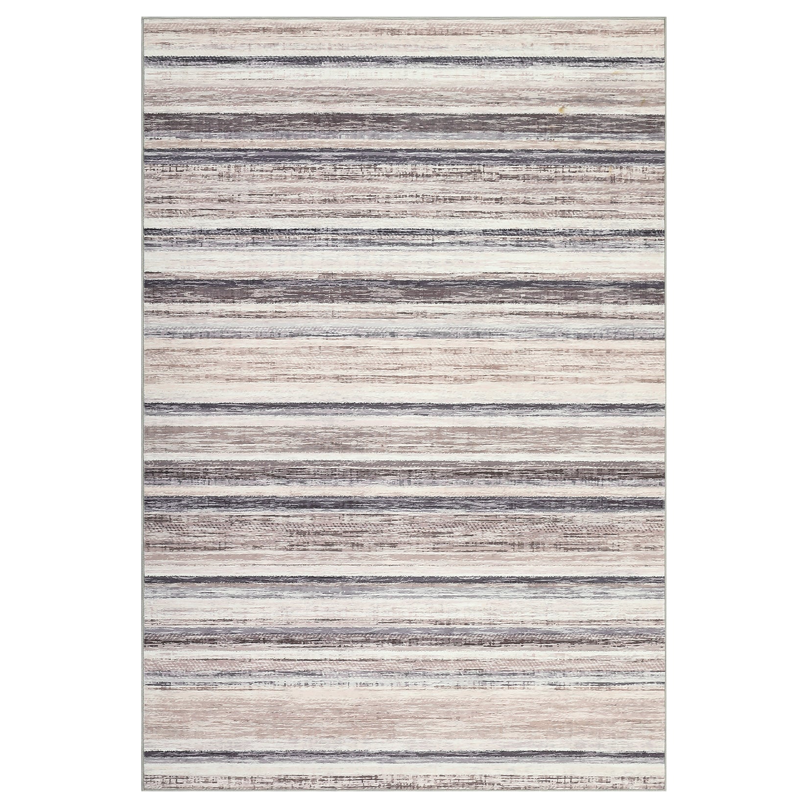 Garvee Washable Area Rug 5x7 Modern Strip Throw Rug with Non-Slip Backing, Stain-Resistant Contemporary Accent Carpet, Soft Low Pile Indoor Mat for Bedroom, Office, Camel