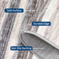 Garvee Washable Area Rug 5x7 Modern Strip Throw Rug with Non-Slip Backing, Stain-Resistant Contemporary Accent Carpet, Soft Low Pile Indoor Mat for Bedroom, Office, Camel