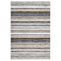 Garvee Large Living Room Rug 10x13 Washable Modern Strip Area Rug with Non-Slip Backing, Stain-Resistant Contemporary Floor Cover, Soft Low Pile Accent Carpet for Bedroom, Grey Brown