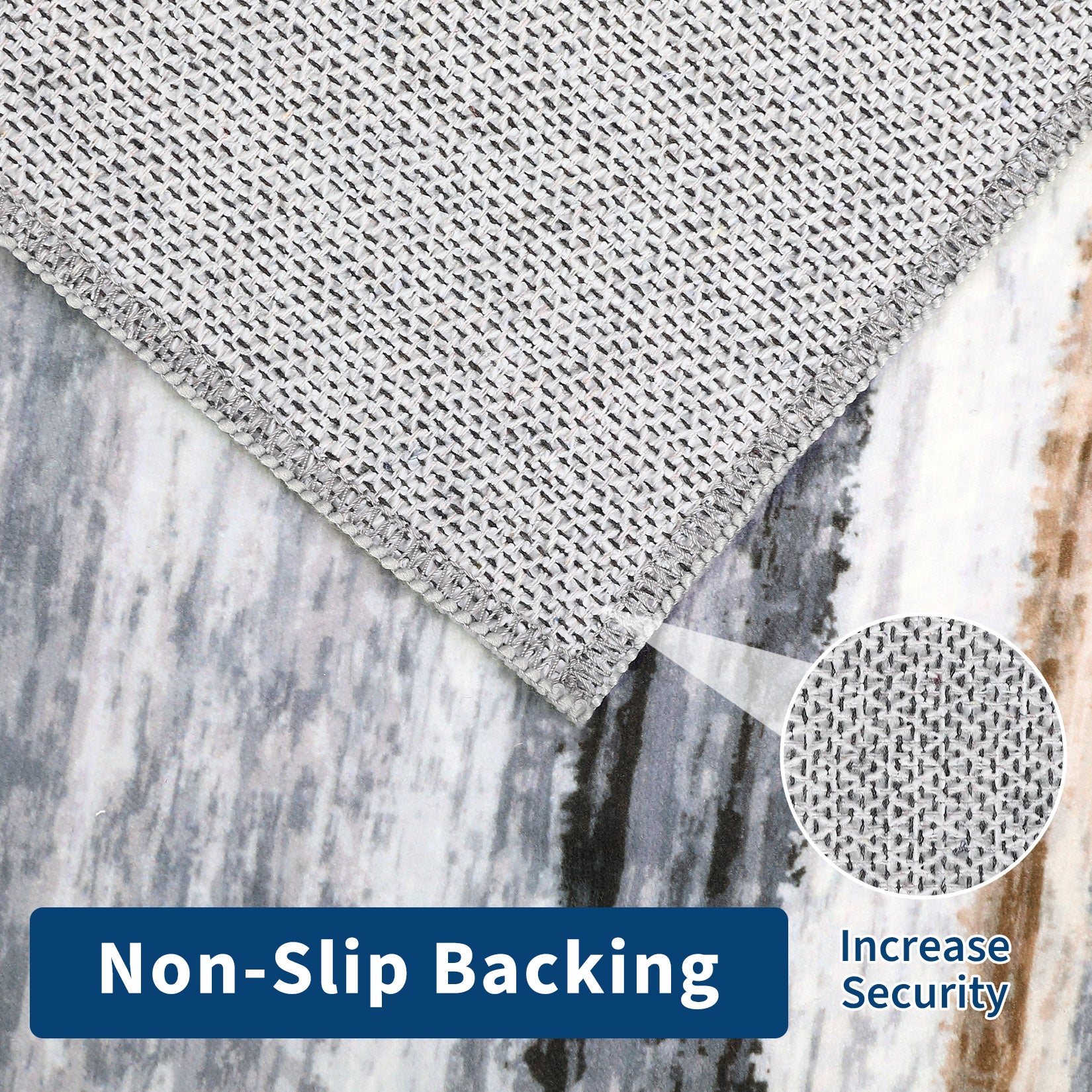 Garvee Washable Area Rug 5x7 Modern Strip Throw Rug with Non-Slip Backing, Stain-Resistant Contemporary Accent Carpet, Soft Low Pile Indoor Mat for Bedroom, Office, Grey Brown