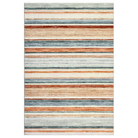 Garvee Area Rug Green Multi 6x9 Washable Modern Strip Accent Carpet with Non-Slip Backing, Soft Low Pile Floor Cover, Stain-Resistant Contemporary Throw Rug for Bedroom, Office