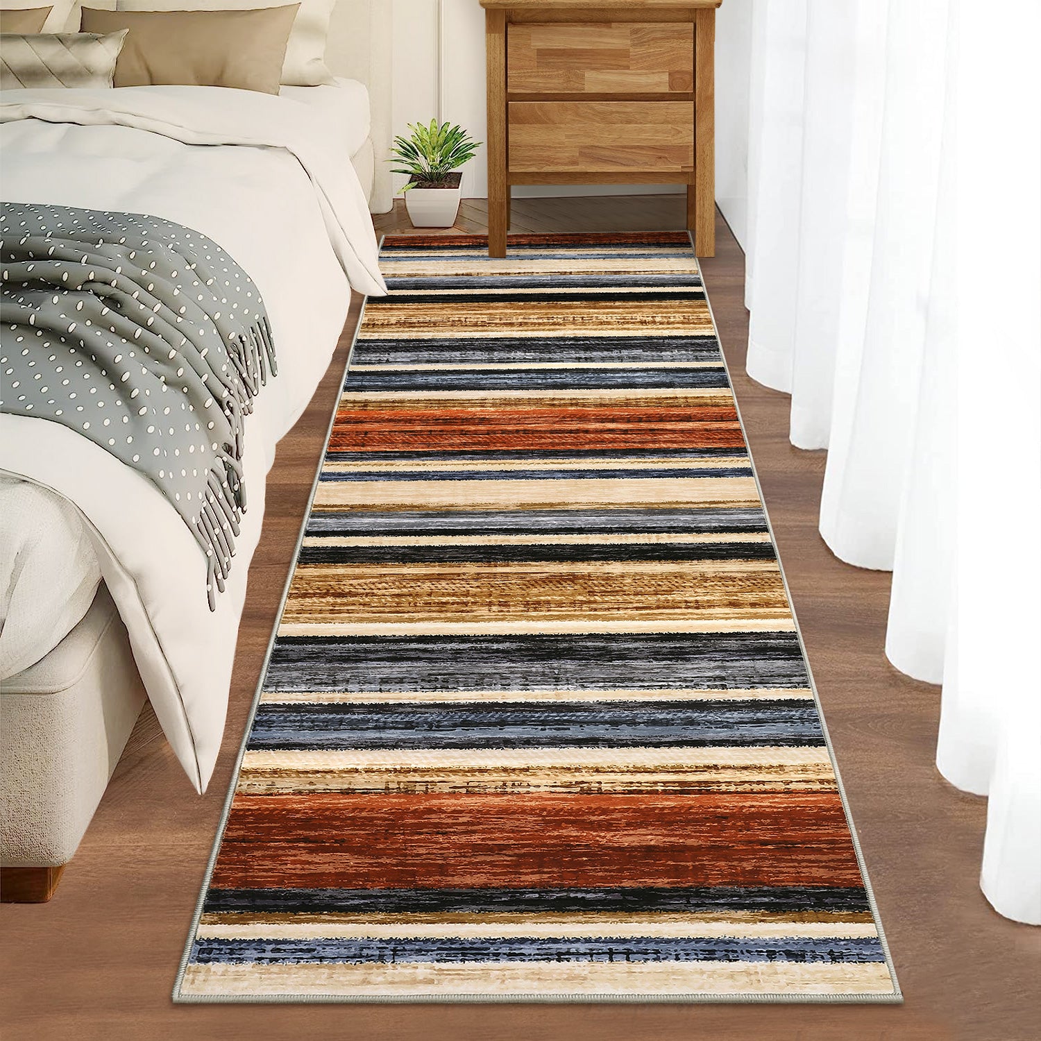 Garvee Washable Runner Rug 2x6 Modern Strip Accent Carpet with Non-Slip Backing, Soft Low Pile Floor Cover, Stain-Resistant Contemporary Area Rug for Kitchen, Bedroom, Laundry, Colorful