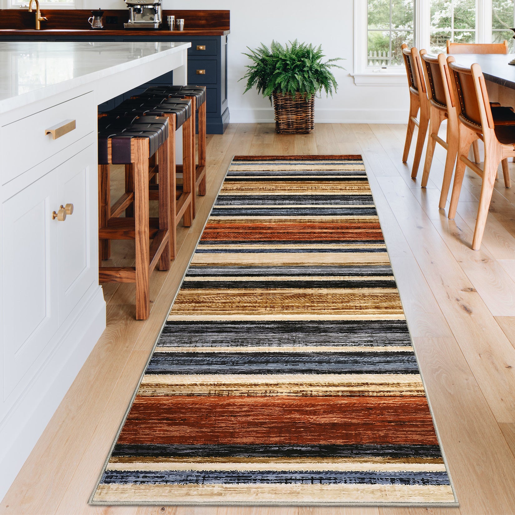 Garvee Washable Runner Rug 2x6 Modern Strip Accent Carpet with Non-Slip Backing, Soft Low Pile Floor Cover, Stain-Resistant Contemporary Area Rug for Kitchen, Bedroom, Laundry, Colorful