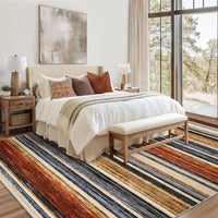 Garvee Washable Area Rug 5x7 Modern Strip Throw Rug with Non-Slip Backing, Stain-Resistant Contemporary Accent Carpet, Soft Low Pile Indoor Mat for Bedroom, Office, Colorful