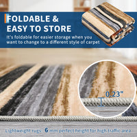 Garvee Washable Area Rug 5x7 Modern Strip Throw Rug with Non-Slip Backing, Stain-Resistant Contemporary Accent Carpet, Soft Low Pile Indoor Mat for Bedroom, Office, Colorful