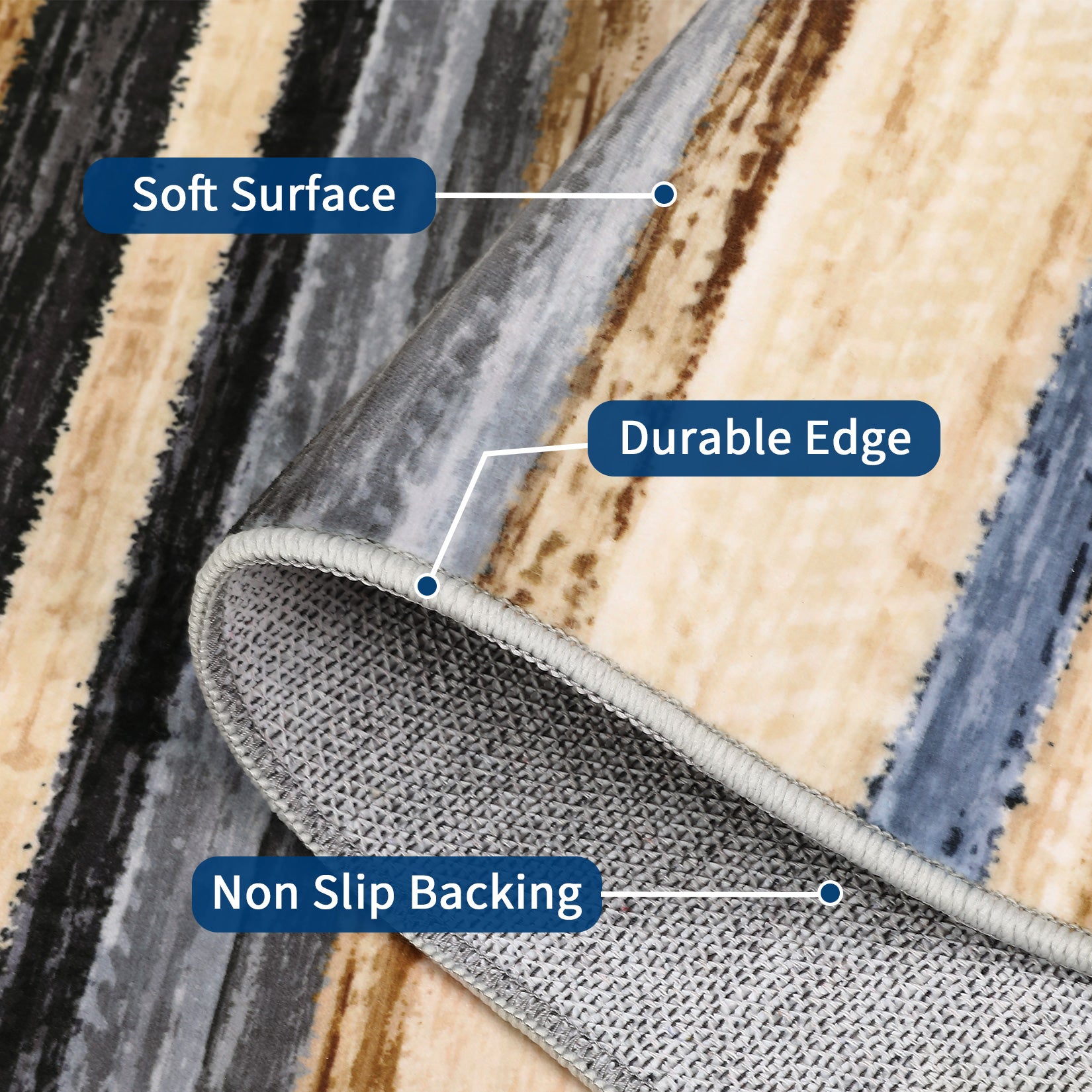 Garvee Washable Runner Rug 2x6 Modern Strip Accent Carpet with Non-Slip Backing, Soft Low Pile Floor Cover, Stain-Resistant Contemporary Area Rug for Kitchen, Bedroom, Laundry, Colorful