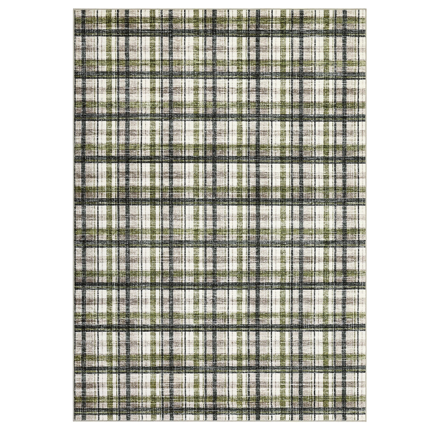 Garvee Green & Taupe 5x7 Washable Rug Area Rug Non Slip Soft Low Pile Stain Resistant Green&Taupe for Living Room Bedroom Dining Room Nursery