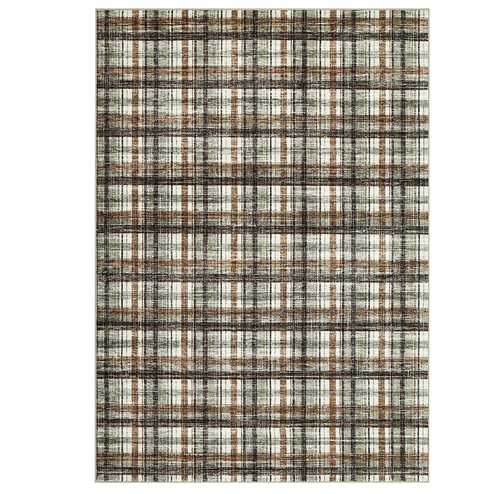 Garvee Green & Coffee Large Area Rug 10x13 Rug for Living Room Modern Washable Rugs Non Slip Soft Low Pile Throw Rugs Stain Resistant Carpet for Bedroom Office Dining Room Nursery