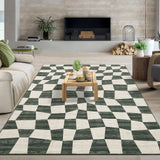 Garvee Large Washable Rug 10x13 Living Room Rug Bedroom Rug Non Slip Backing Modern Geometric Floor Carpet, Indoor Abstract Rug, Soft Low Pile Thin Rug, Foldable Printed Rug, Green - Green