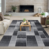 Garvee Large Area Rugs,Modern Geometric Patchwork Floor Decor for Bedroom Aesthetic Carpet, Rockwood Collection, Indoor Rugs for Living Room, Dining Room, Nursery, Office, Machine Washable Rug,8x10 Ft Black - Black