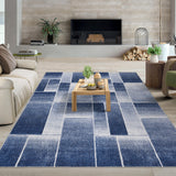 Garvee Large Area Rugs,Modern Geometric Patchwork Floor Decor for Bedroom Aesthetic Carpet, Rockwood Collection, Indoor Rugs for Living Room, Dining Room, Nursery, Office, Machine Washable Rug,10x13 Ft Blue - Blue