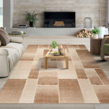 Garvee Large Area Rugs,Modern Geometric Patchwork Floor Decor for Bedroom Aesthetic Carpet, Rockwood Collection, Indoor Rugs for Living Room, Dining Room, Nursery, Office, Machine Washable Rug,8x10 Ft Khaki - Brown
