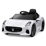 Garvee Ride - P Series: 12V Battery Powered Motorized Car for Kids with Remote Control, Spring Suspension, Double Doors, Bright Lights, 4 Wheel Electric Vehicle, White - White