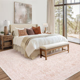 Garvee Washable Area Rugs 6x9 Vintage Printed Accent Carpet with Non-Slip Backing, Stain-Resistant Low Pile Throw Rug, Oriental Distressed Indoor Mat for Bedroom, Living Room, Pink - Pink