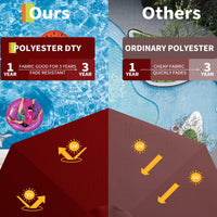 Garvee 10' Solar Patio Umbrella with 40 LED Lights, Outdoor Market Umbrella with Auto-Tilt Crank & Weather-Resistant Canopy, Red