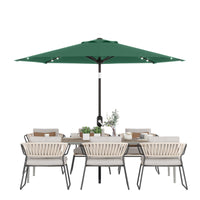 Garvee 10' Solar Patio Umbrella with 40 LED Lights, Outdoor Market Umbrella with Auto-Tilt Crank & Weather-Resistant Canopy, Dark Green