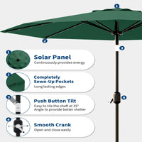 Garvee 10' Solar Patio Umbrella with 40 LED Lights, Outdoor Market Umbrella with Auto-Tilt Crank & Weather-Resistant Canopy, Dark Green