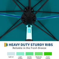 Garvee 10' Solar Patio Umbrella with 40 LED Lights, Outdoor Market Umbrella with Auto-Tilt Crank & Weather-Resistant Canopy, Turquoise