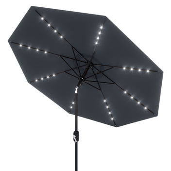 Garvee 10' Solar Patio Umbrella with 40 LED Lights, Outdoor Market Umbrella with Auto-Tilt Crank & Weather-Resistant Canopy, Grey