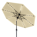 Garvee 10 ft Solar Patio Umbrella with 40 LED Lights, Beige Outdoor Market Umbrella with Auto-Tilt Crank & Weather-Resistant Canopy - Beige