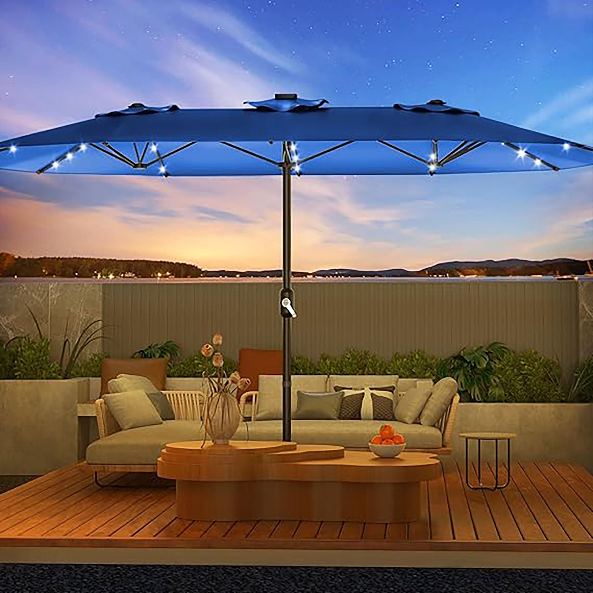 Solar-Powered Patio Umbrella with 36 LED Lights