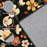 Garvee Large Modern Living Room Rugs 10x13 Washable Floral Print Accent Carpet Black