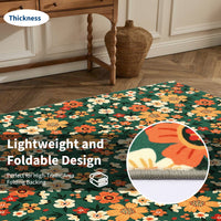 Garvee Large Modern Living Room Rugs 10x13 Washable Floral Print Accent Carpet Green, Non-Slip, Stain-Resistant, Soft Low Pile Indoor Mat