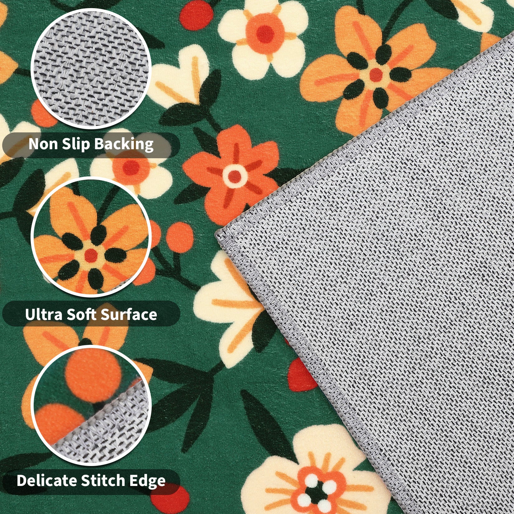 Garvee Large Modern Living Room Rugs 10x13 Washable Floral Print Accent Carpet Green, Non-Slip, Stain-Resistant, Soft Low Pile Indoor Mat