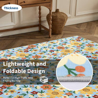 Garvee Modern Living Room Rugs 8x10 Washable Floral Print Non-Slip Blue Low Pile Carpet