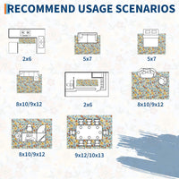 Garvee Modern Living Room Rugs 8x10 Washable Floral Print Non-Slip Blue Low Pile Carpet